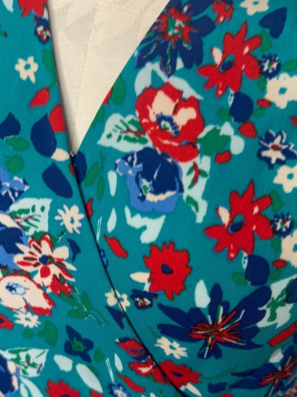 J.Crew Factory Teal Floral Wrap Mini Dress Size Small - Picture 4 of 9